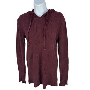 Five Points Industry Womens Size S Burgundy Waffle Knit Hoodie 100% Cotton